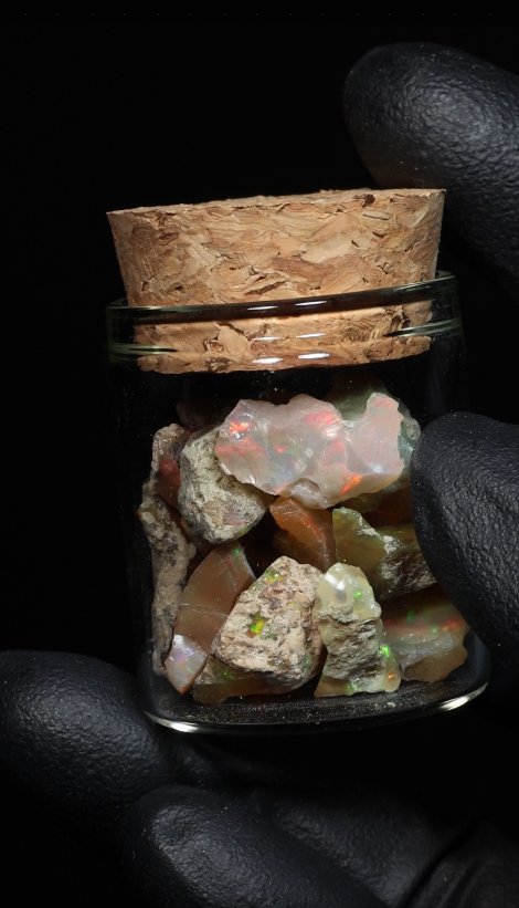 10g Rough Ethiopian Dark Jewelry Grade Welo Opal Jar