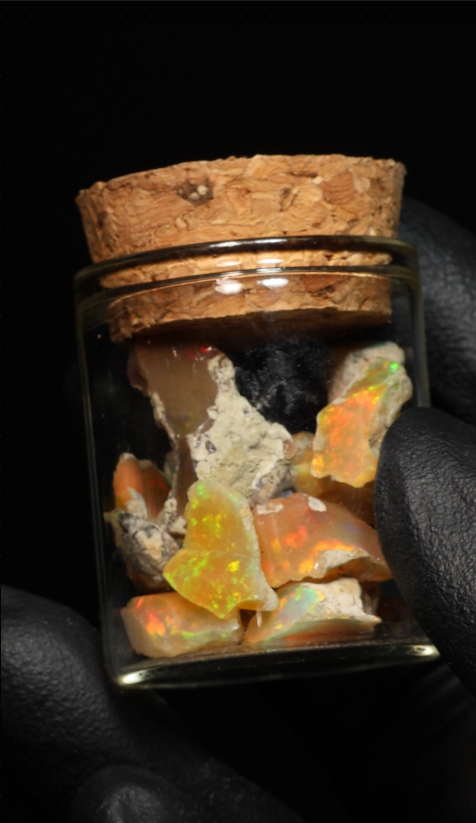 10g Rough Ethiopian Dark Jewelry Grade Welo Opal Jar