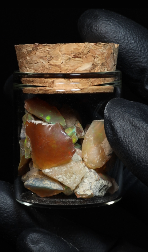 10g Rough Ethiopian Dark Jewelry Grade Welo Opal Jar