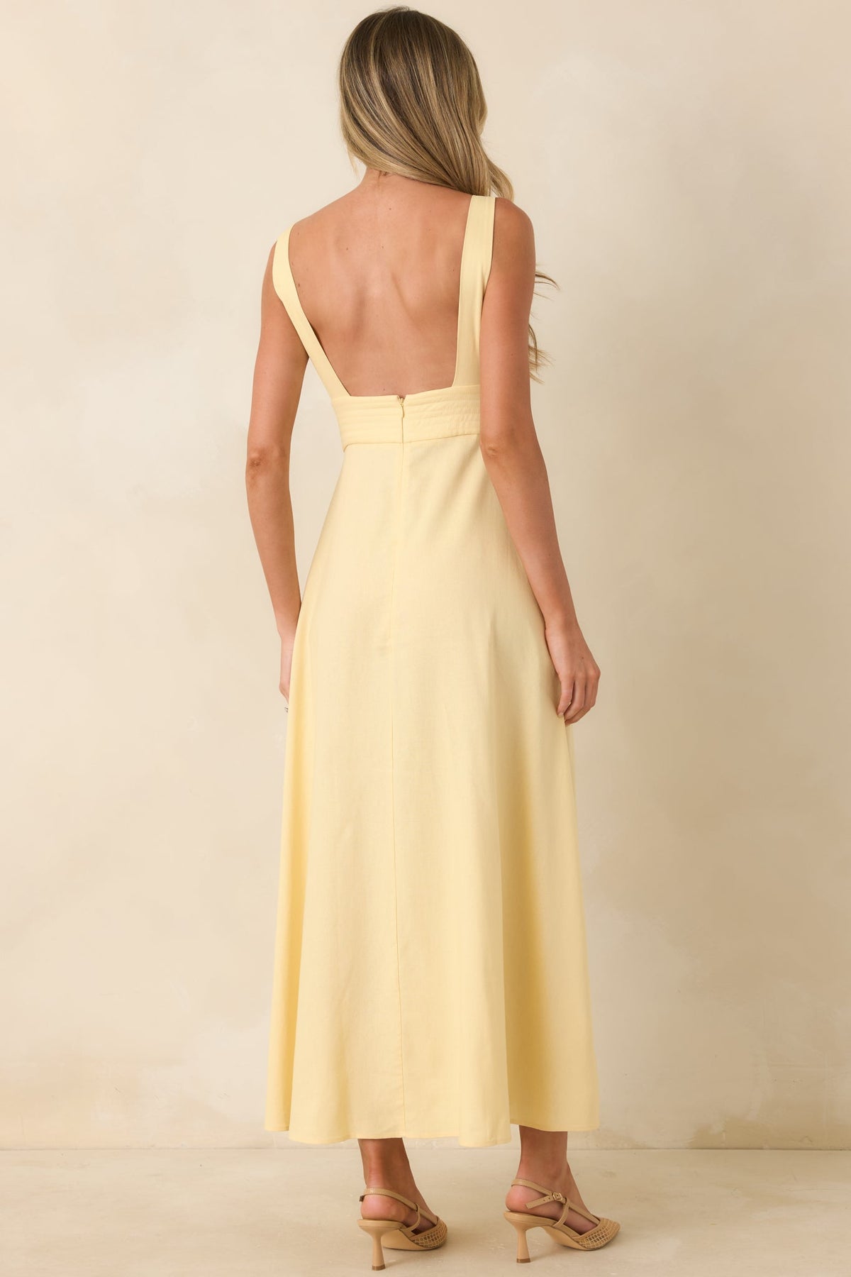 MINKPINK Kaia Butter Yellow Linen Blend Maxi Dress