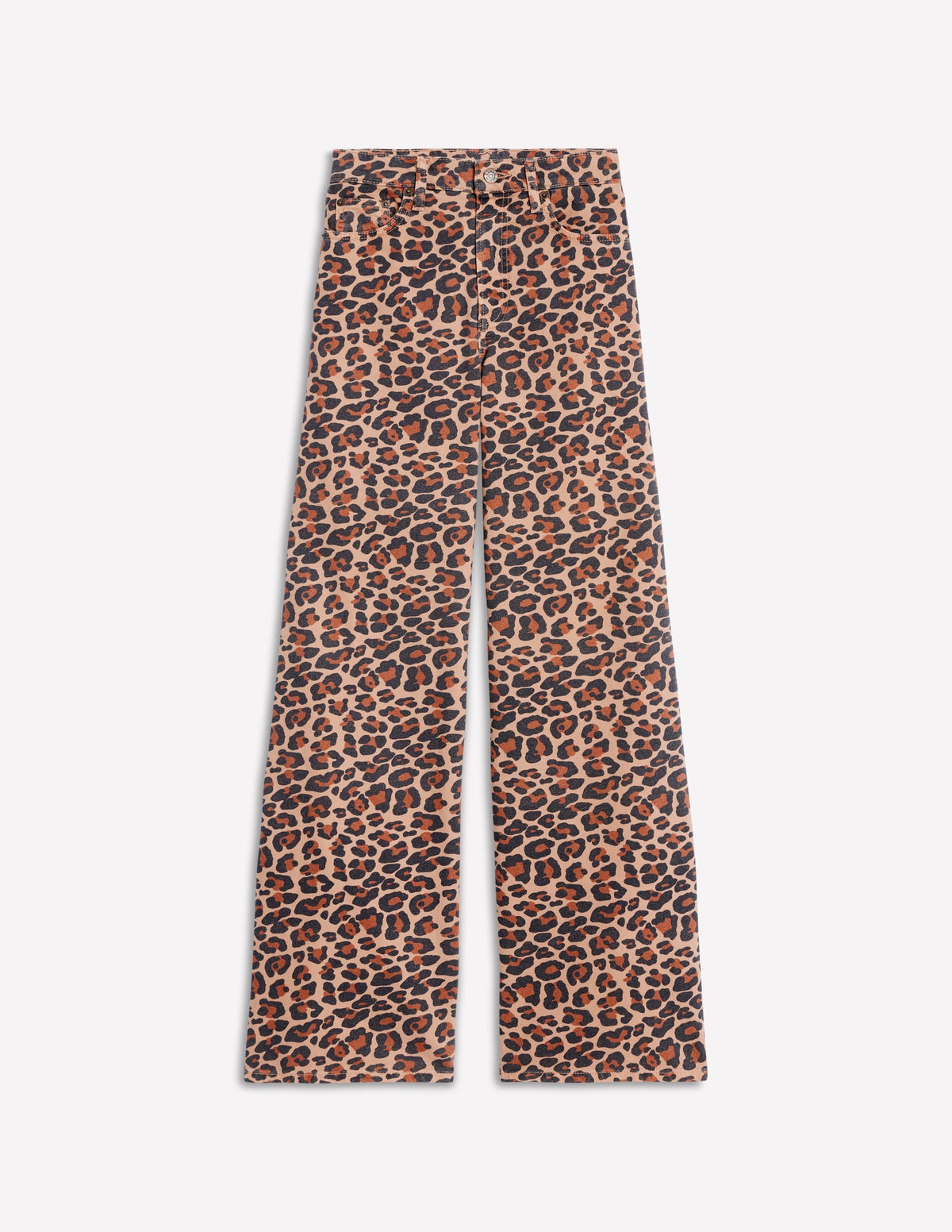 High Rise Wide Leg Jeans-Leopard Print