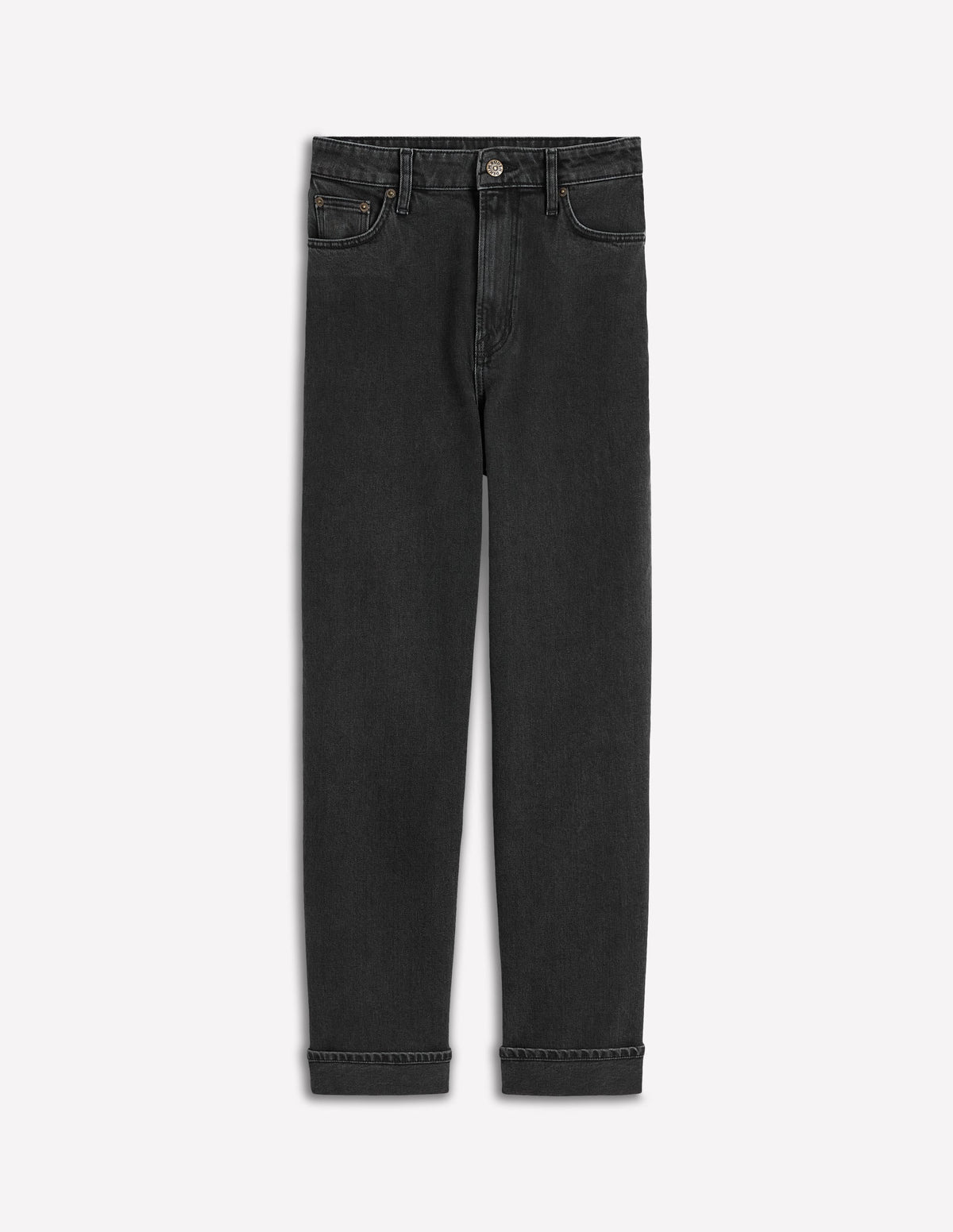 Mid Rise Straight Leg Jeans-Washed Black