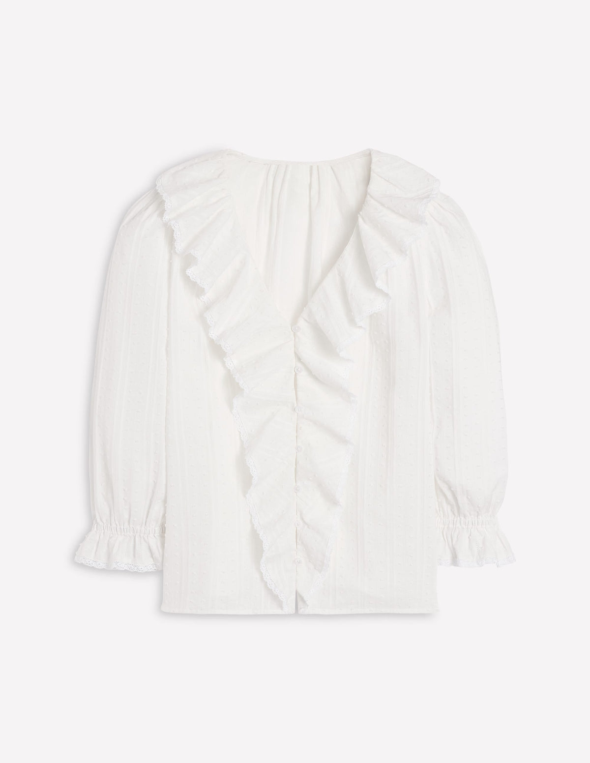 Eliza Ruffle V-Neck Blouse-White
