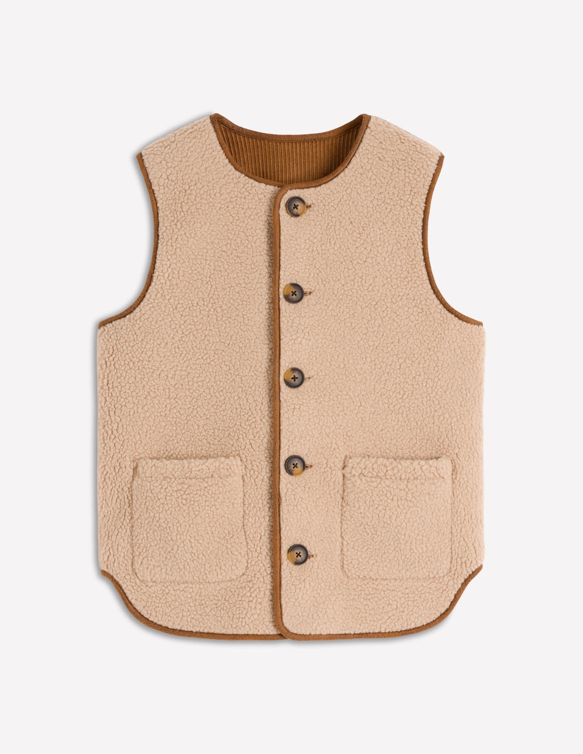 Clerkenwell Reversible Gilet-Hazelnut Brown, Natural