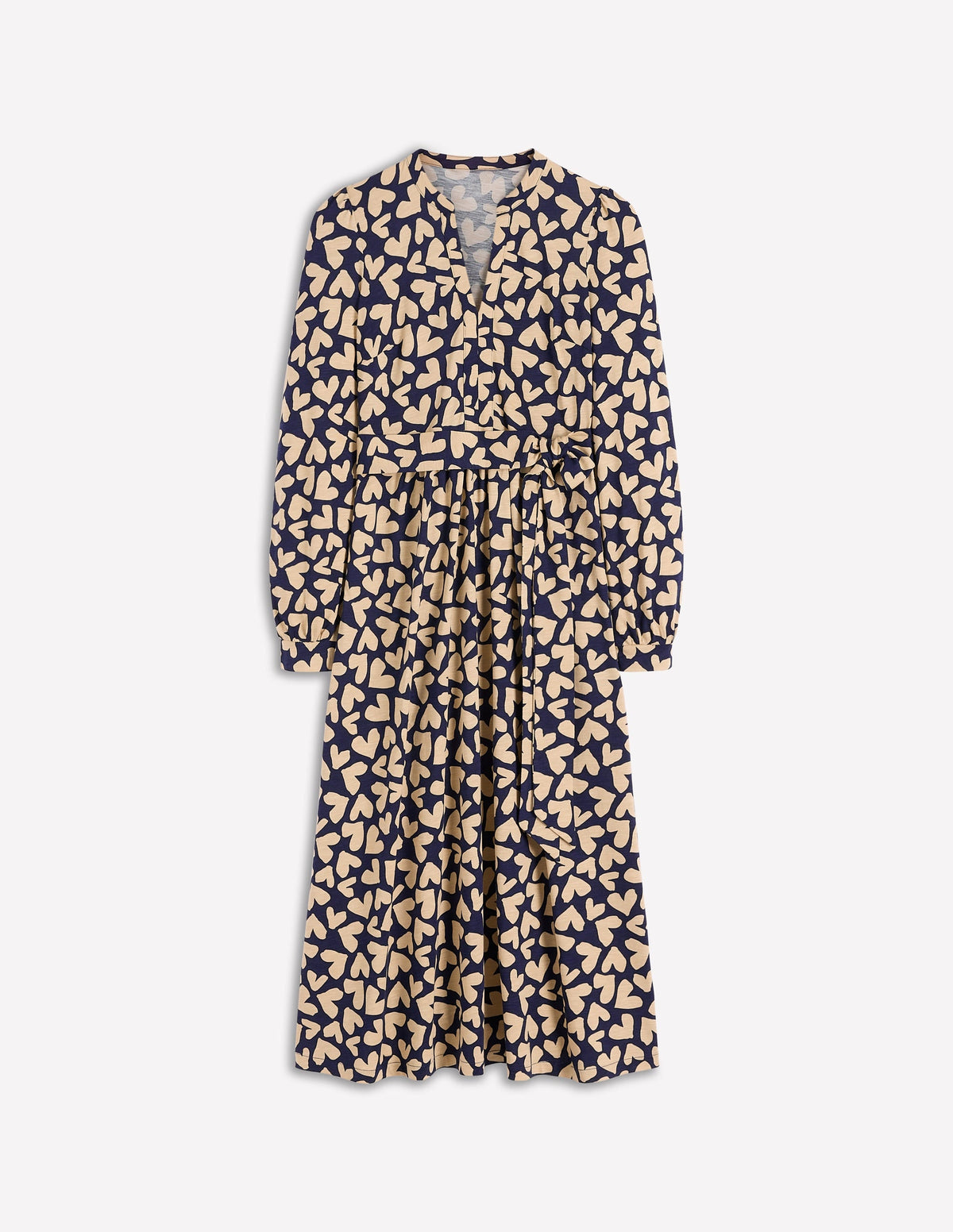 Naomi Long Sleeve Jersey Dress-French Navy, Heart Scatter