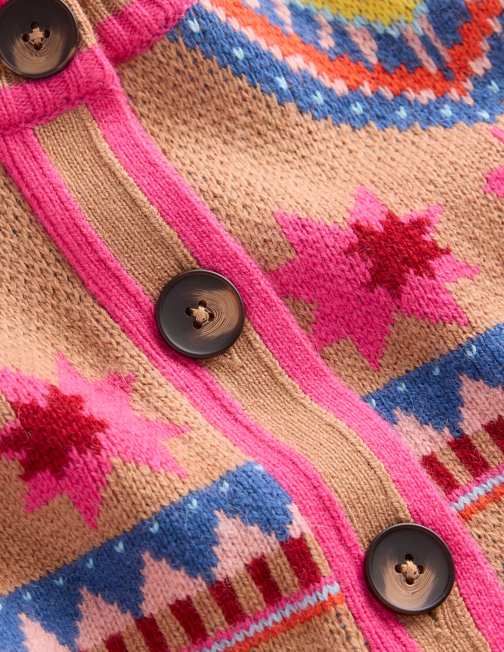 Abi Jacquard Cardigan-Camel Melange, Hearts