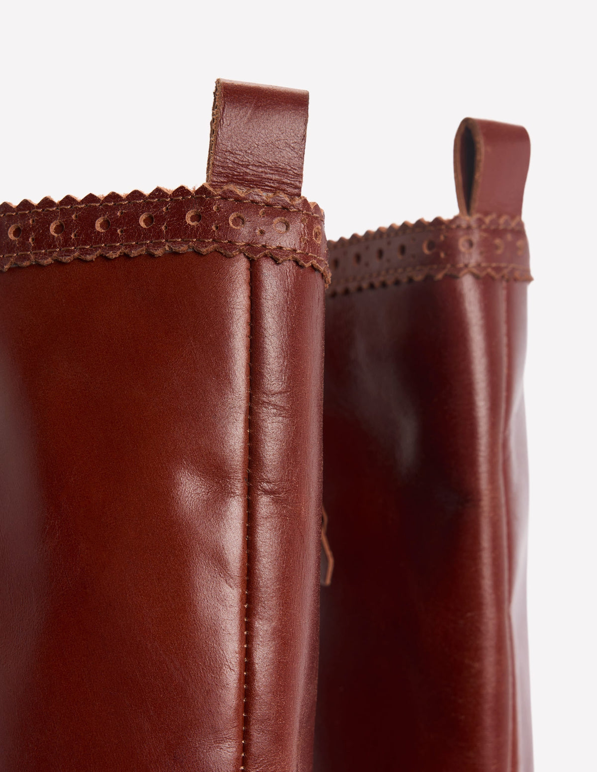 Brogue Detail Knee Boots-Tan
