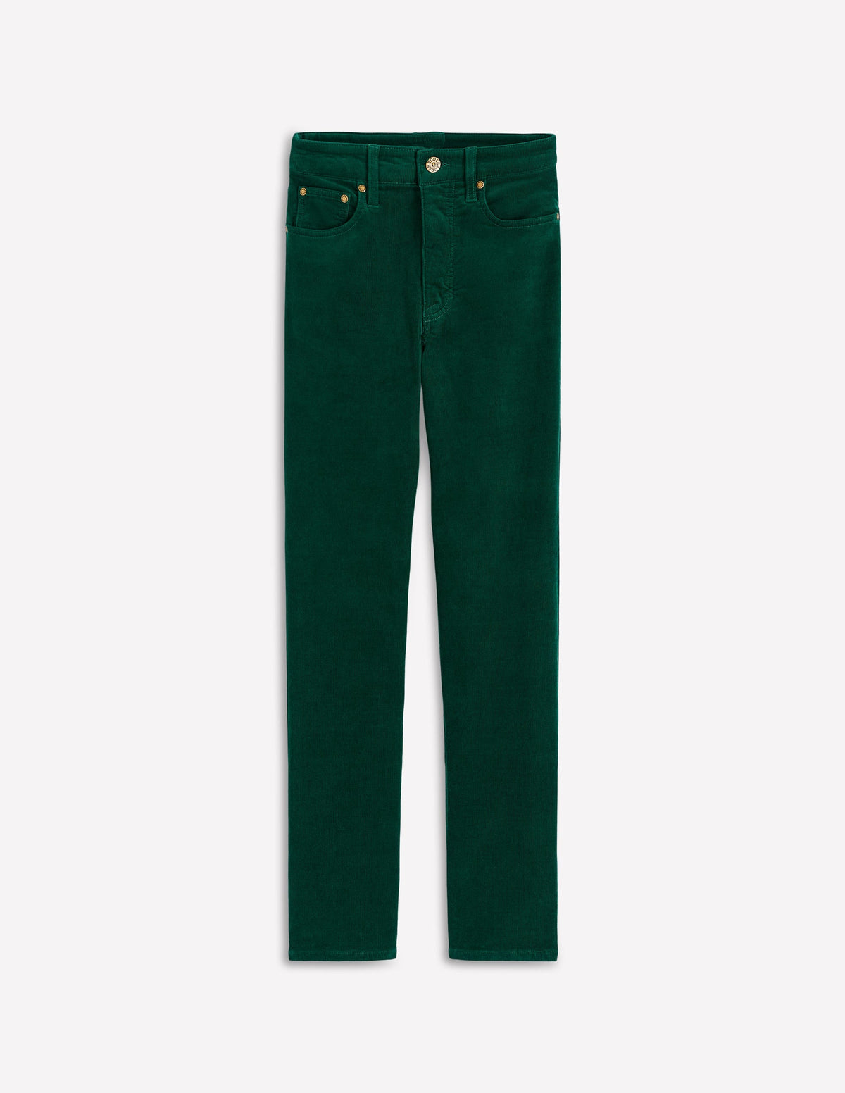 High Rise Cord Slim Jeans-Green