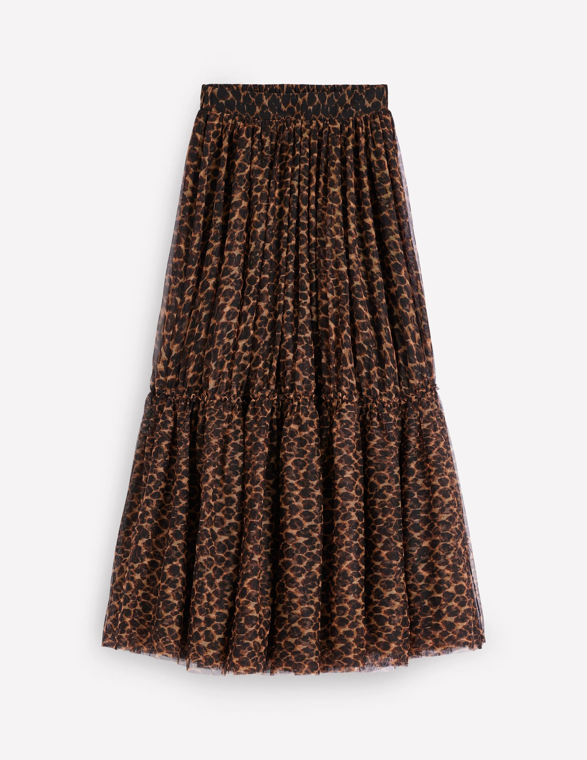 Anna Tulle Midi Skirt-Leopard