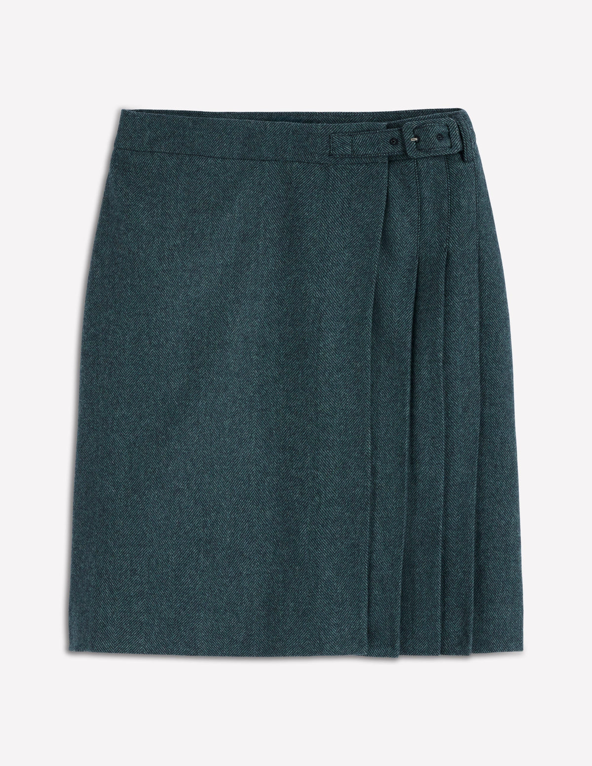 Helen Wool Kilt Skirt-Green and Navy Herringbone