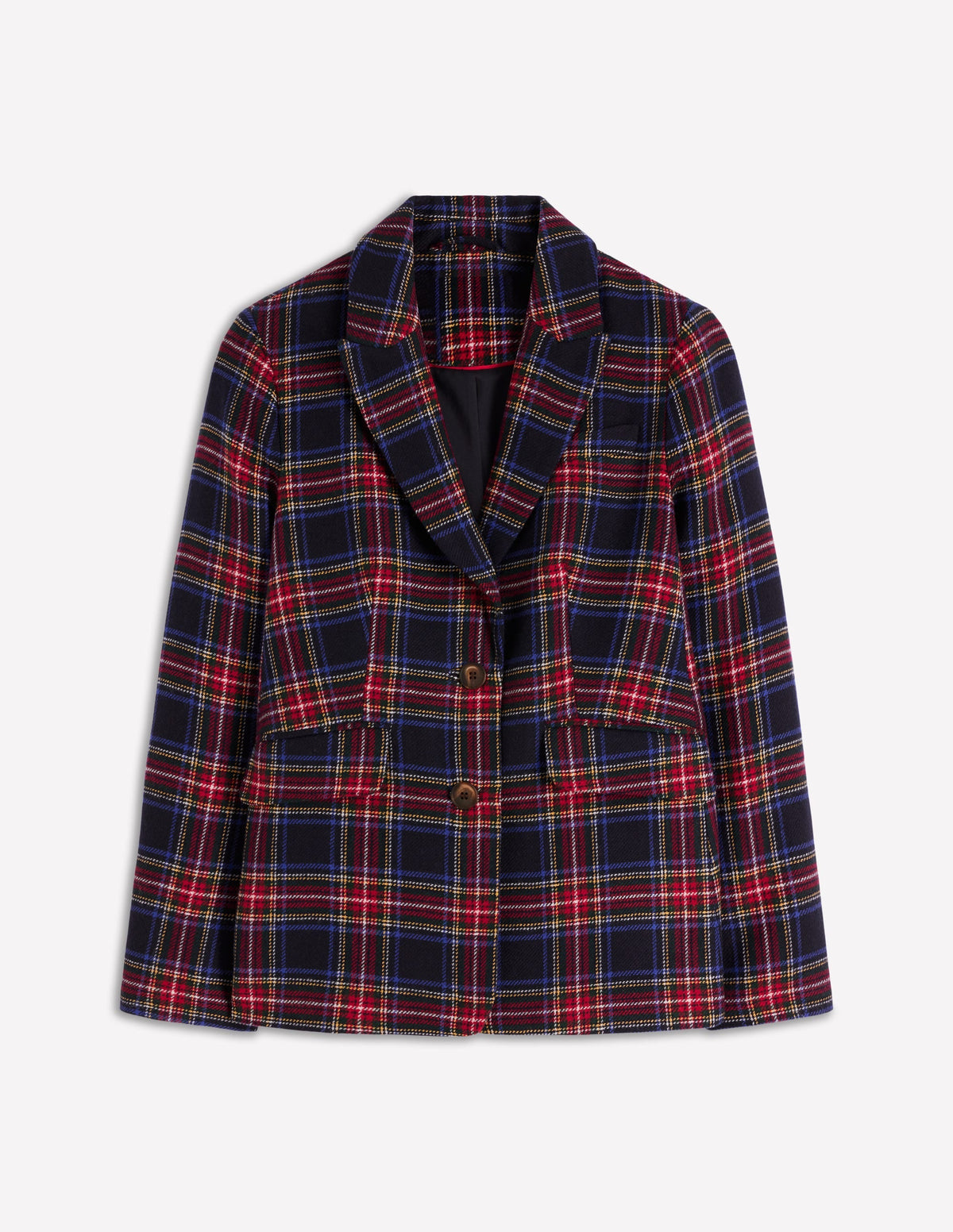 Stamford Wool-Blend Blazer-Navy, Green and Red Check