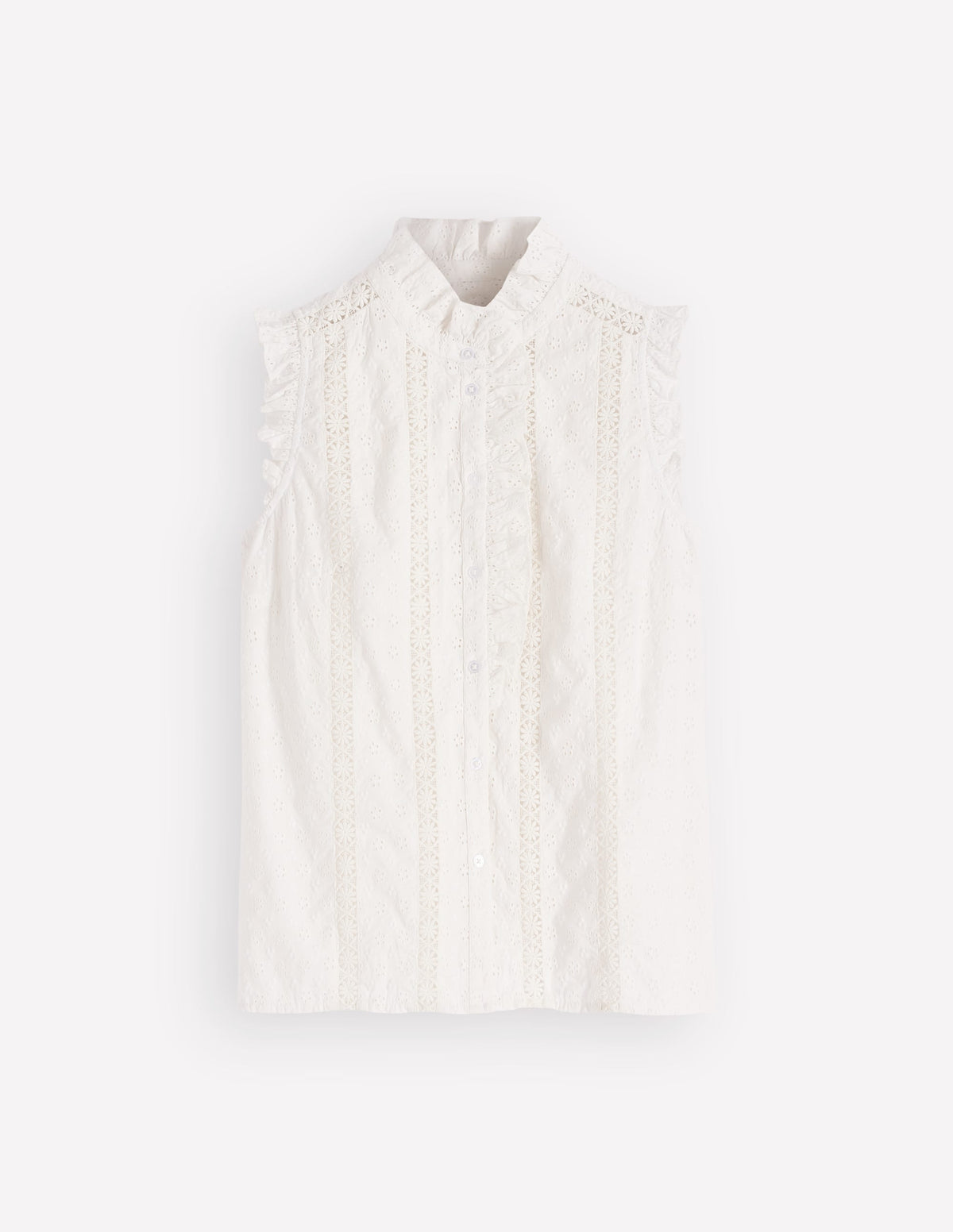 Isabel Sleeveless Broderie Top-White