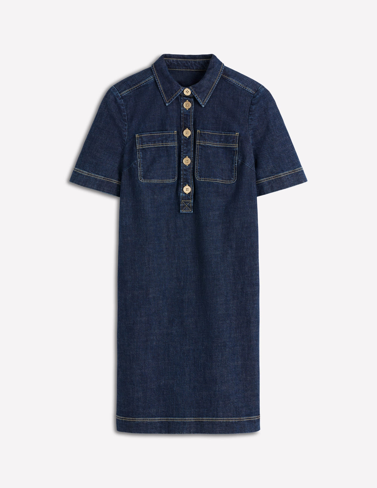 Zia Pocket Shift Dress-Dark Indigo