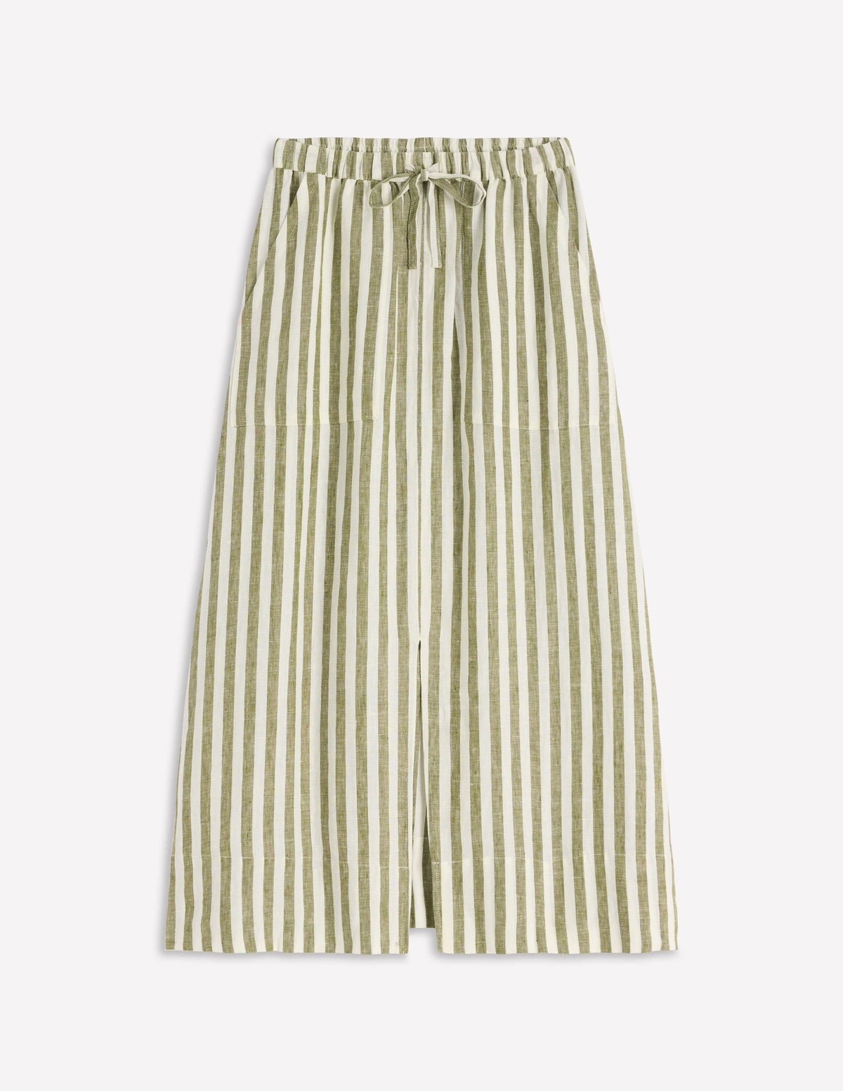 Layla Linen Skirt-Green Stripe