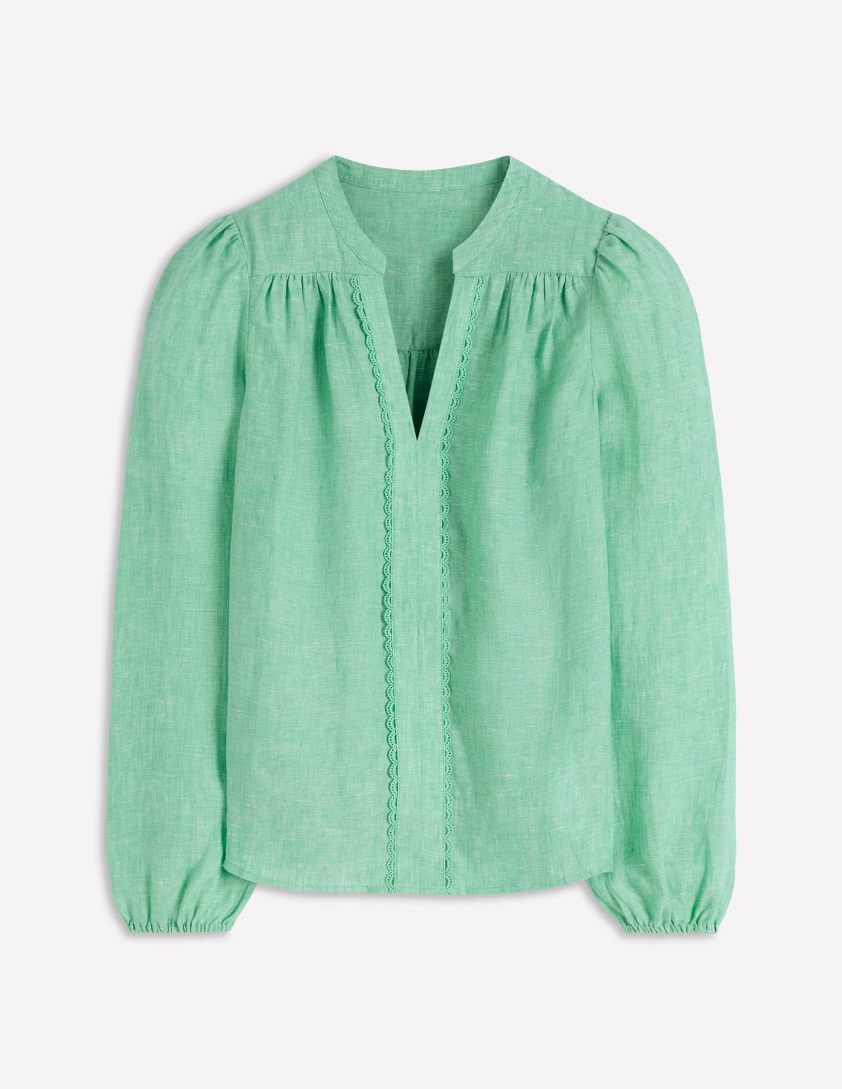 Linen Trim Insert Top-Aloe Green Chambray