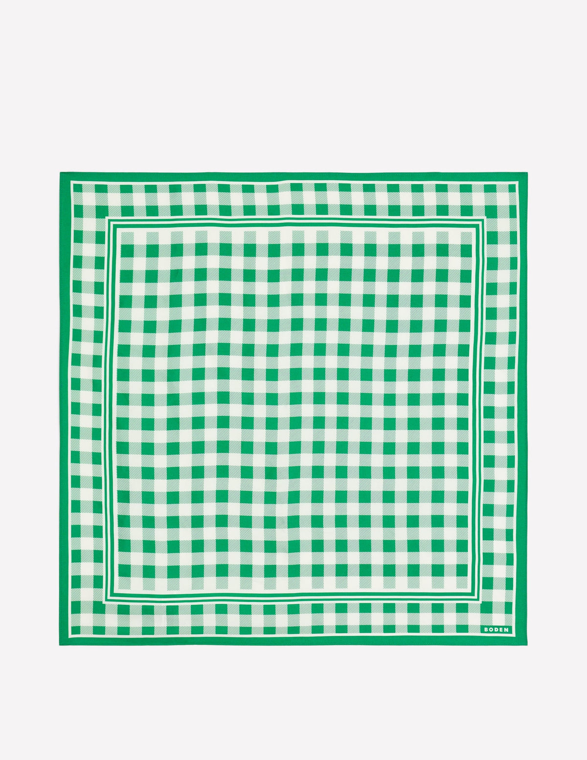 Elisabeth Silk Square Scarf-Green Gingham