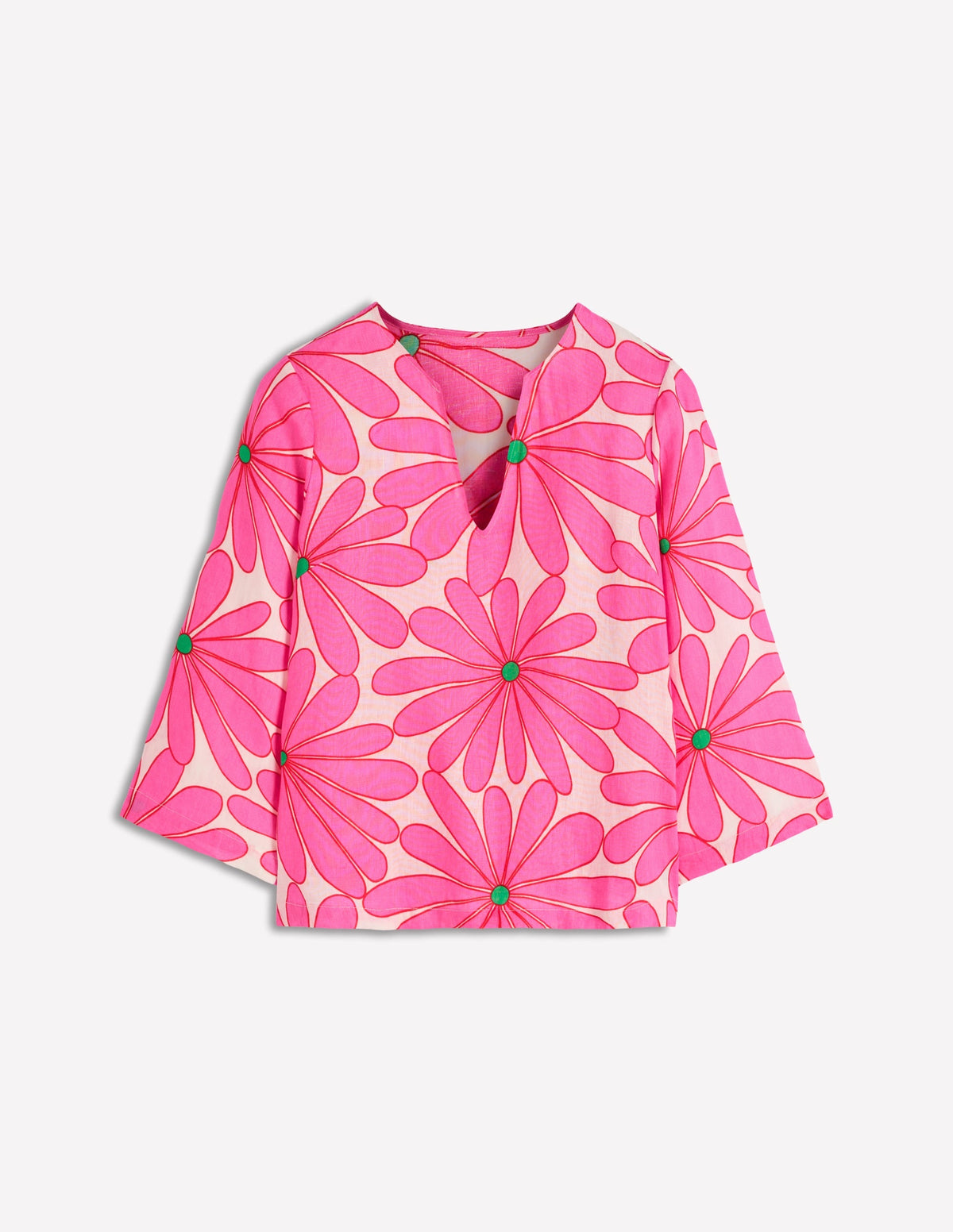 Cleo Linen Top-Pink, Daisy Blossom