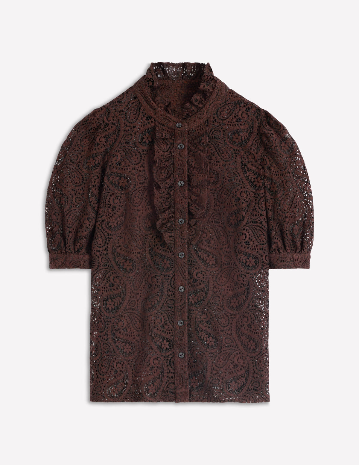 Sasha Short Sleeve Lace Top-Bitter Chocolate