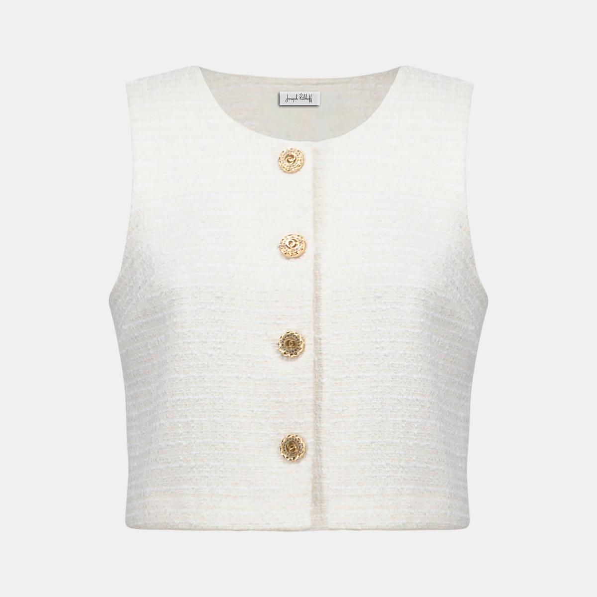 Joseph Ribkoff Bouclé Sleeveless Vest With Gold Buttons