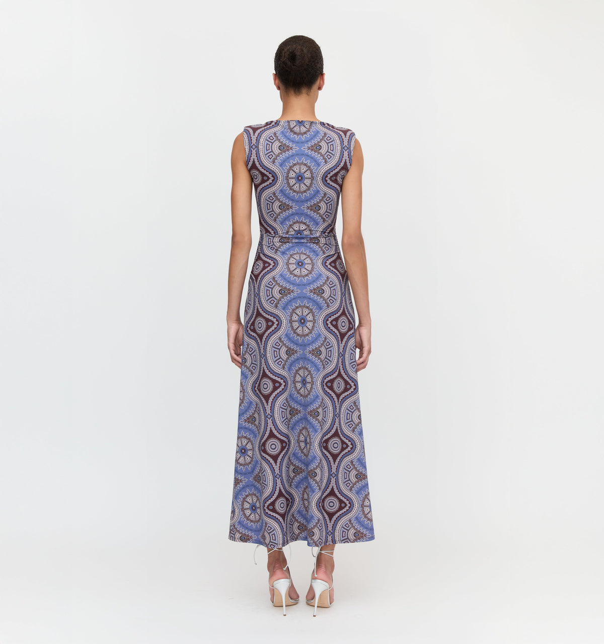 The Sloane Dress - Brown Cobalt Medallion