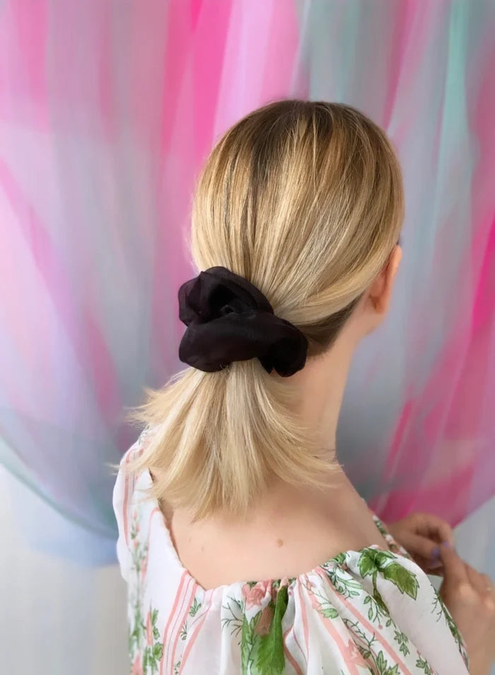 Black Mini Organza Scrunchie