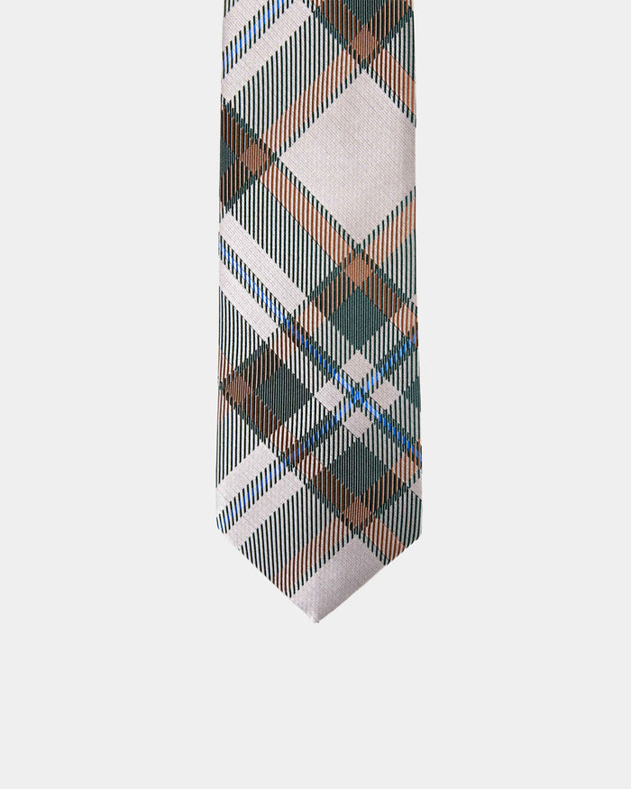 Immortal Crème Green Plaid Tie