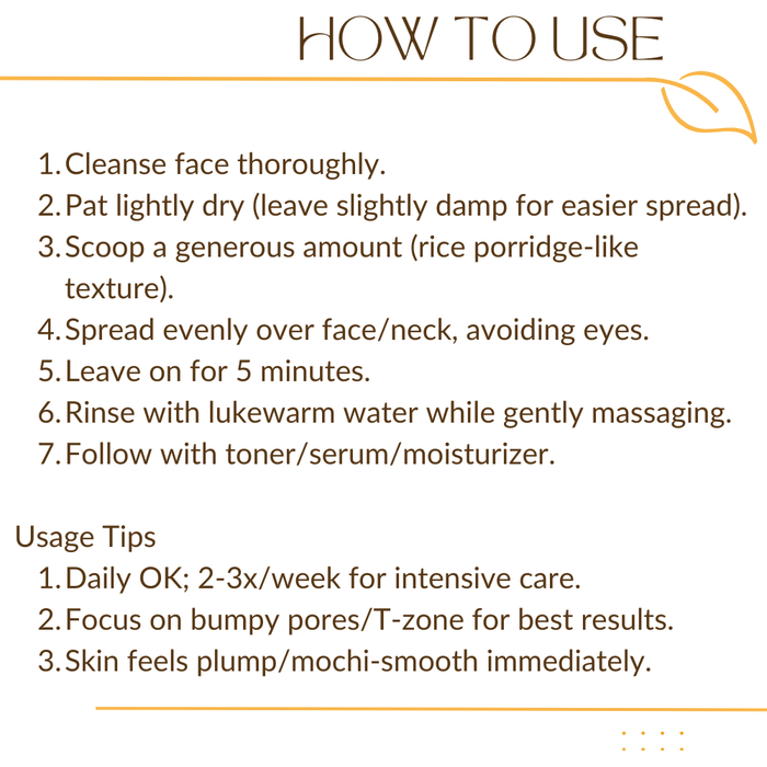 Instructions on how to use a skincare product with a white background and brown text.