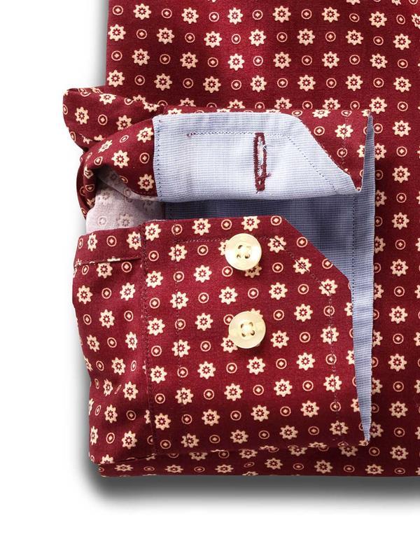 Lopez Burgundy Printed Full sleeve single cuff Cotton Shirt