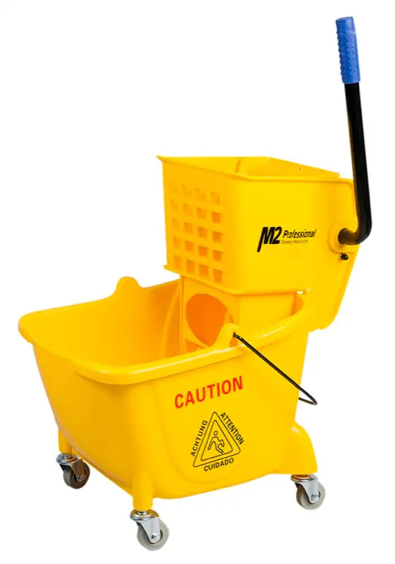 M2 Professional - 26 Qt. Yellow Side Press Wringer and Mop Bucket Combo - BW-S26000