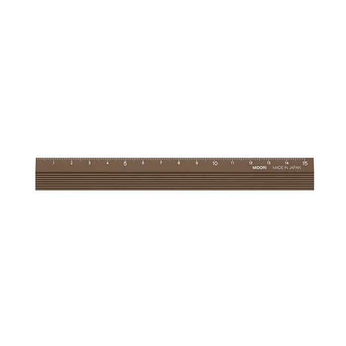 Midori - Non Slip Aluminum Ruler - 15 cm - Brown