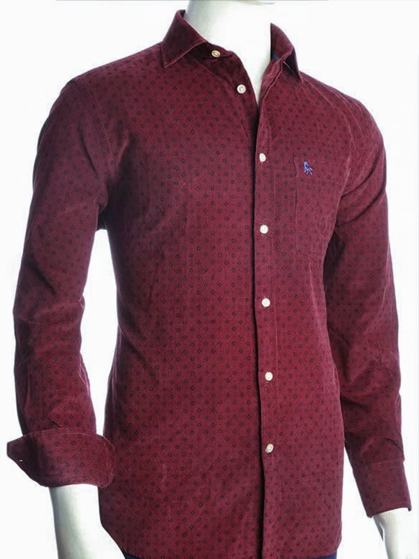 Niseko Burgundy Corduroy Full sleeve single cuff Cotton Shirt