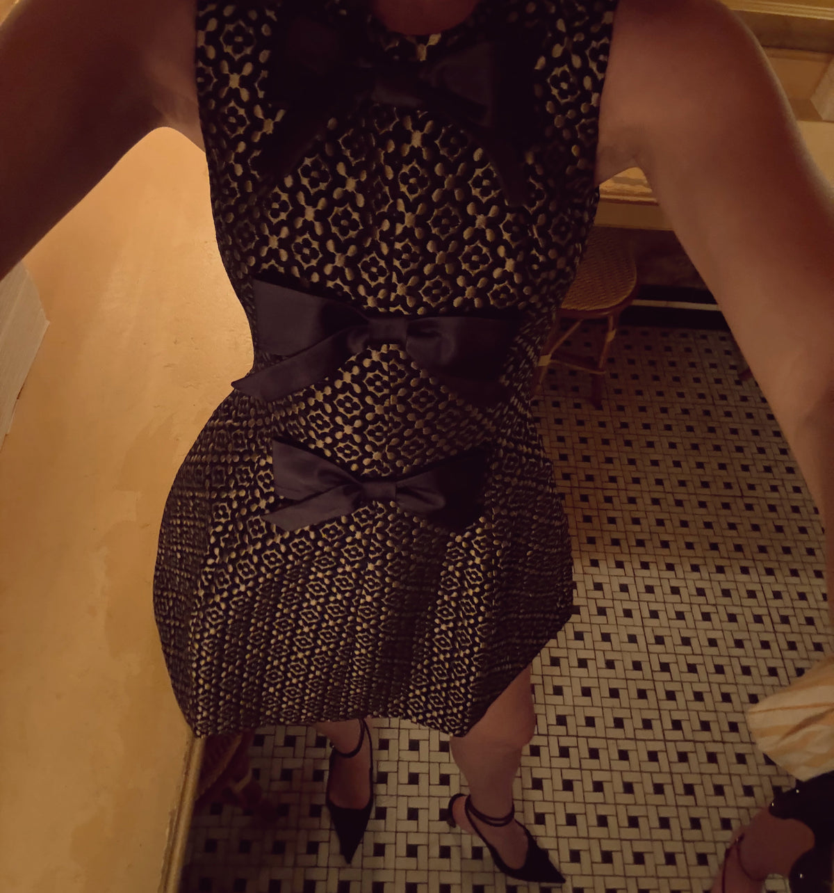 The Blythe Bow Dress - Metallic Brocade