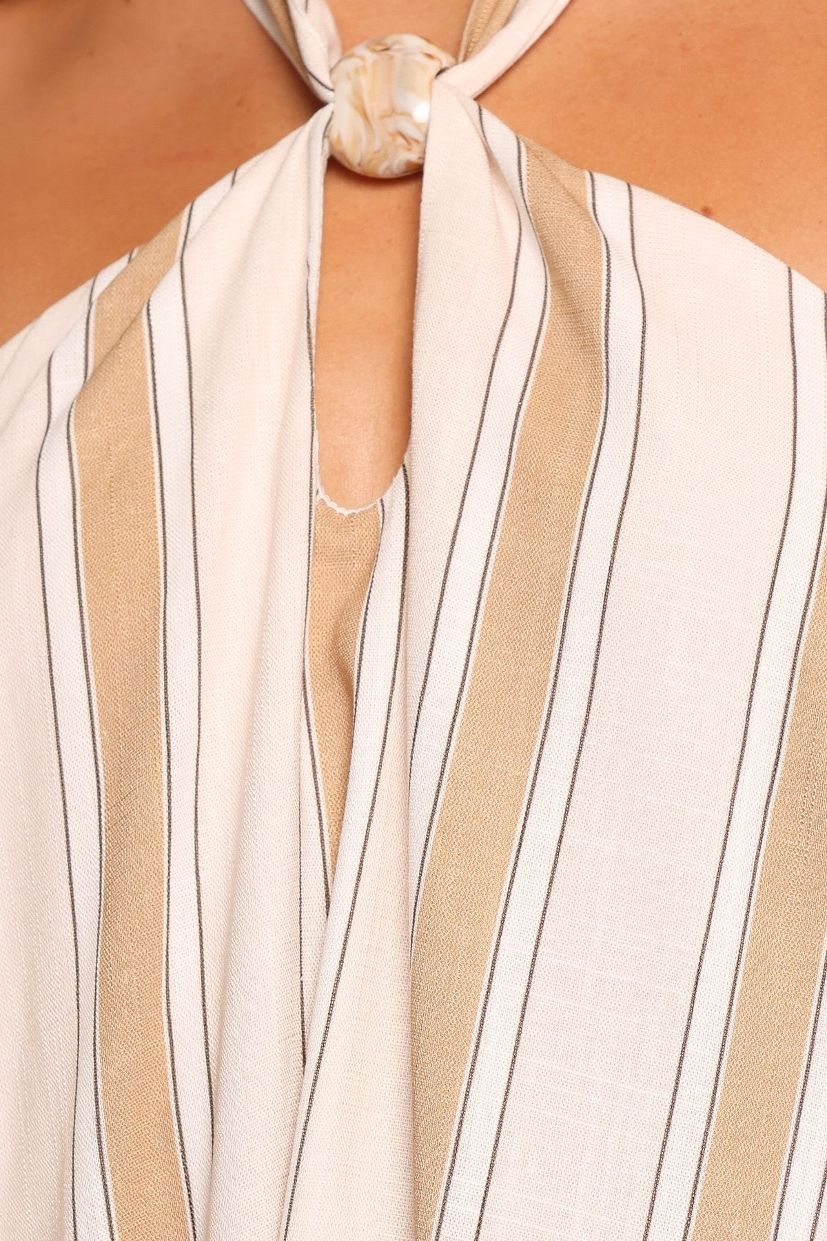 Callista Mini Dress - Beige Stripe