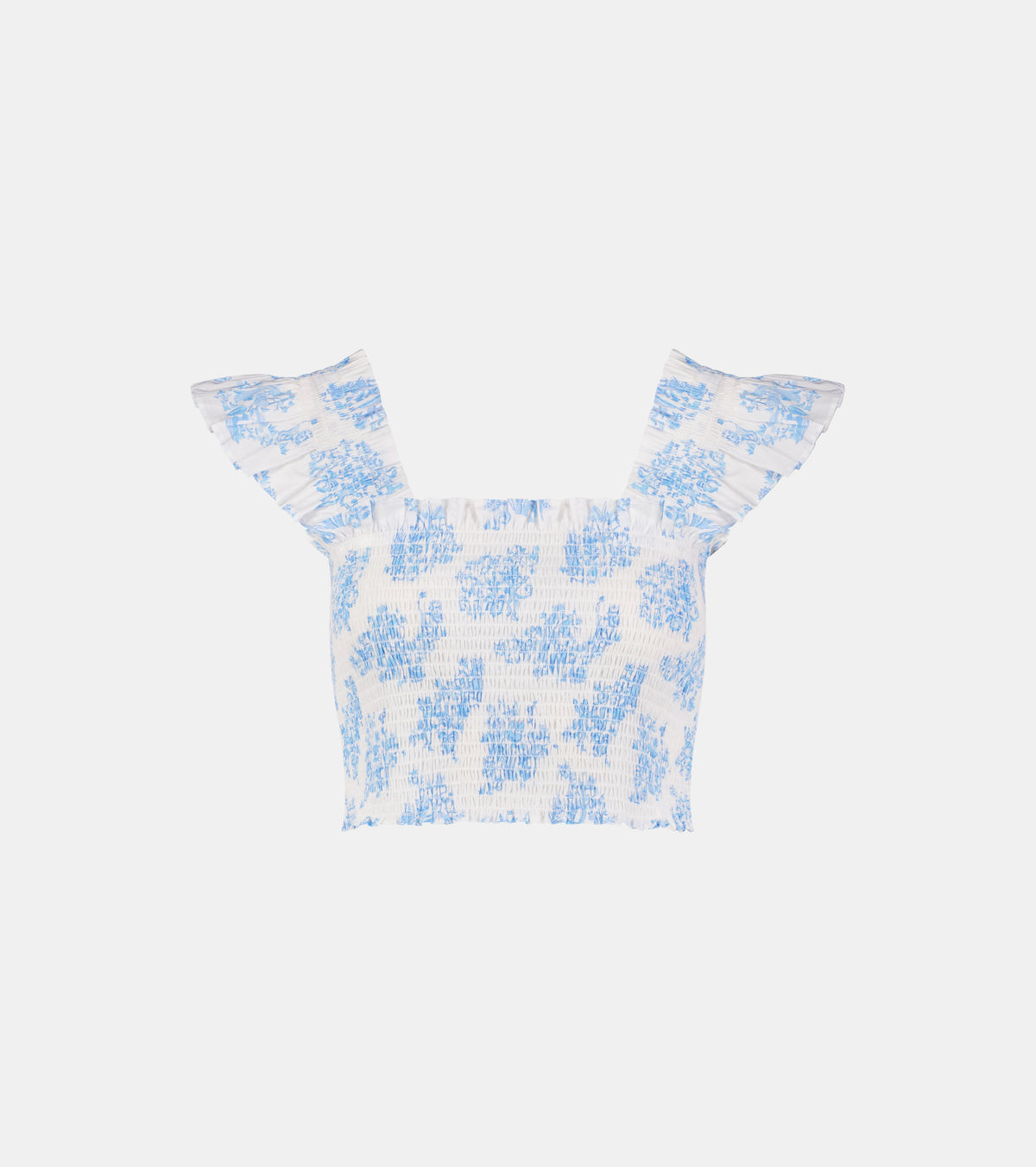 Roller Rabbit x Hill House Cropped Paz Top - Blue Sherwood Forest Monkey