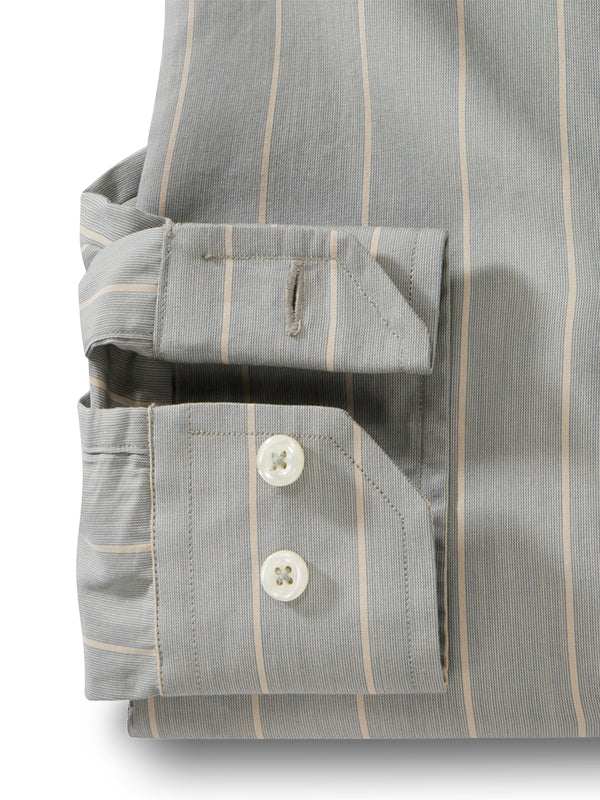 Stefanos Green Striped Full Sleeve Tailored Fit Casual Cotton Shirt