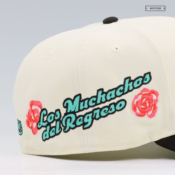 SULTANES DE MONTERREY OFF WHITE JET BLACK SEA CRYSTAL 2TONE ROSE NEW ERA FITTED CAP