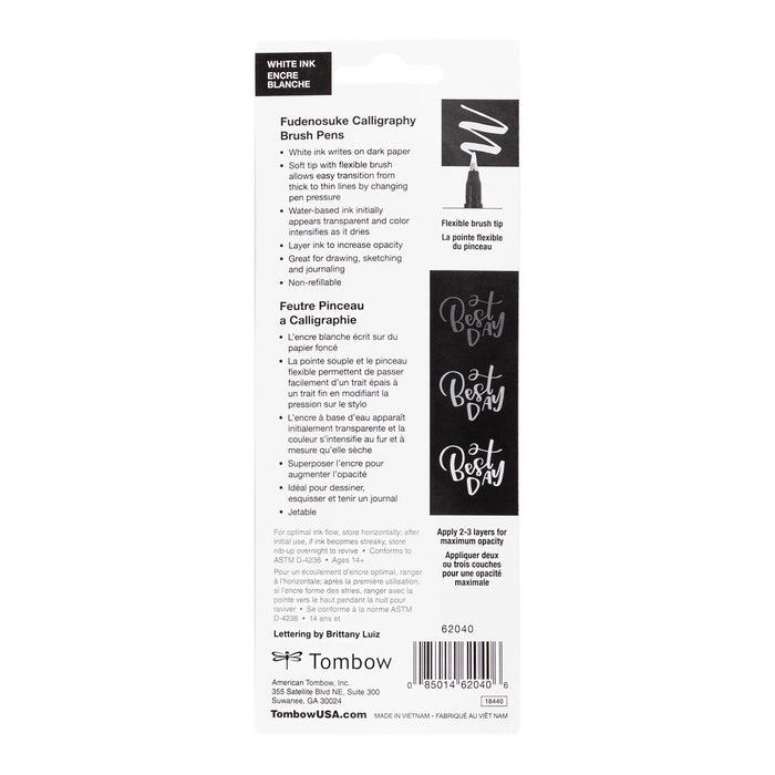 Tombow - Fudenosuke Brush Pens - White - 2 Pack