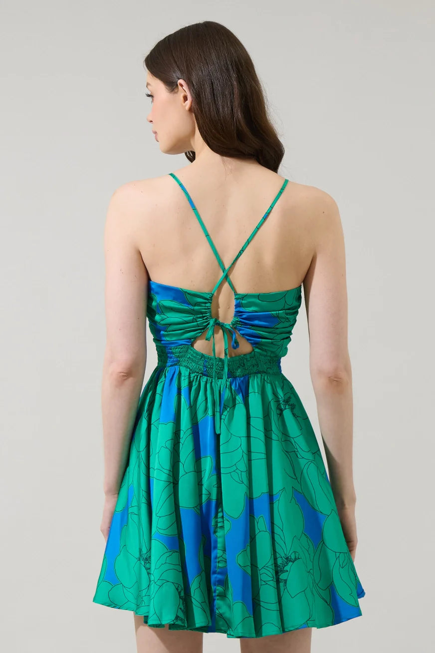 Sugarlips Morgany Floral Cerese Flare Mini Dress
