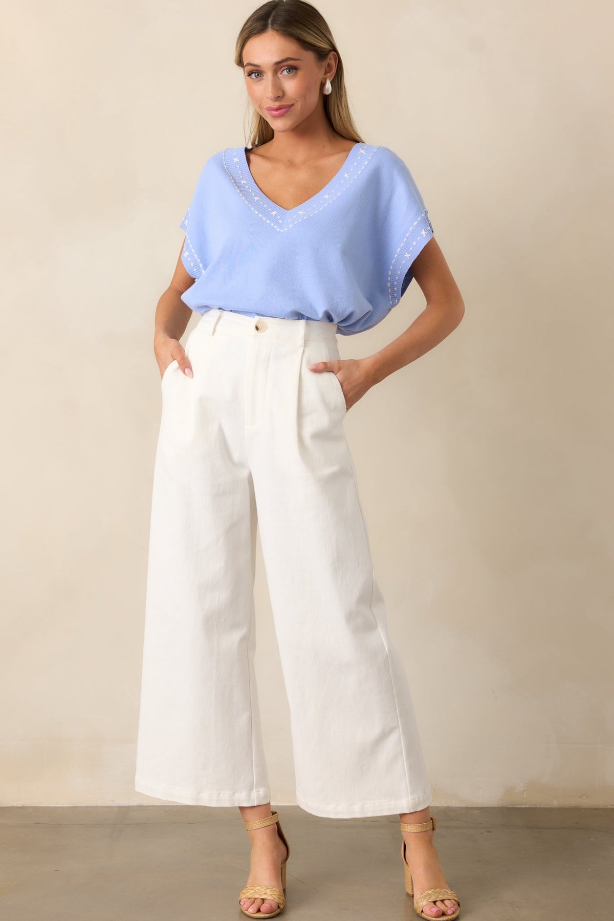 Call It Fate Ivory Wide Leg Cropped Jeans