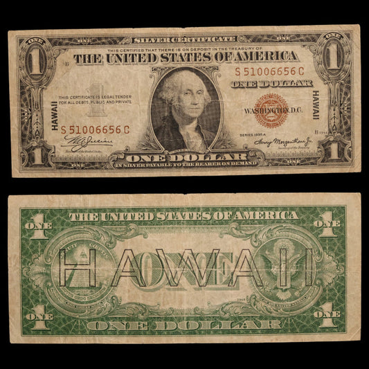 $1 U.S. Silver Certificate, Hawaii Overprint Note - 1942 to 1944 - World War II