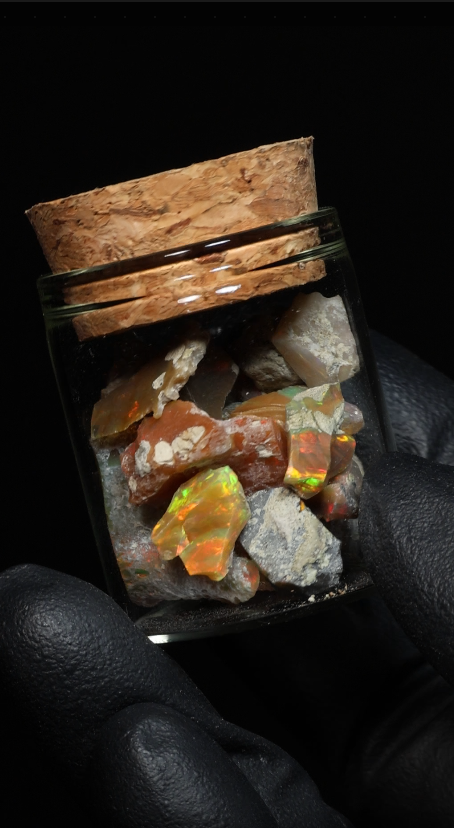 10g Rough Ethiopian Dark Jewelry Grade Welo Opal Jar
