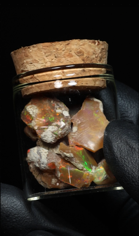 10g Rough Ethiopian Dark Jewelry Grade Welo Opal Jar