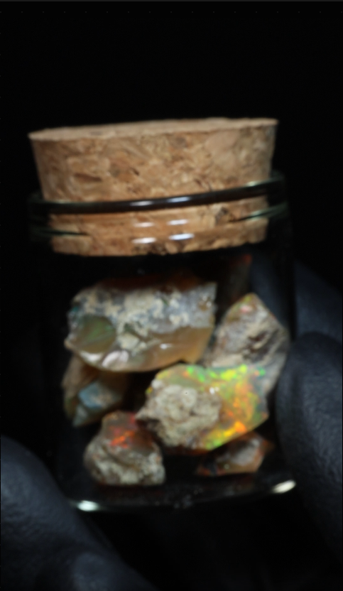10g Rough Ethiopian Dark Jewelry Grade Welo Opal Jar