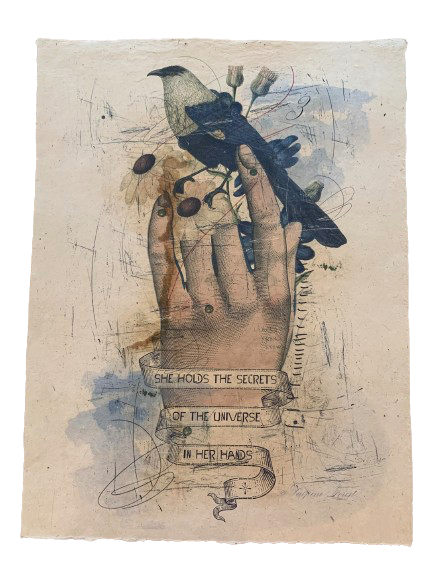 12x16 Artisan Paper Print, she holds the secrets