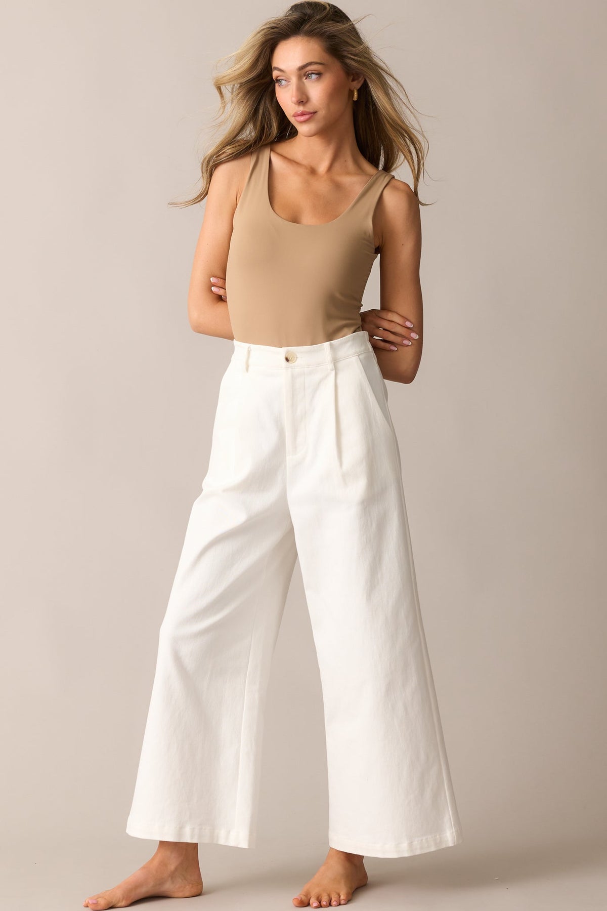 Call It Fate Ivory Wide Leg Cropped Jeans