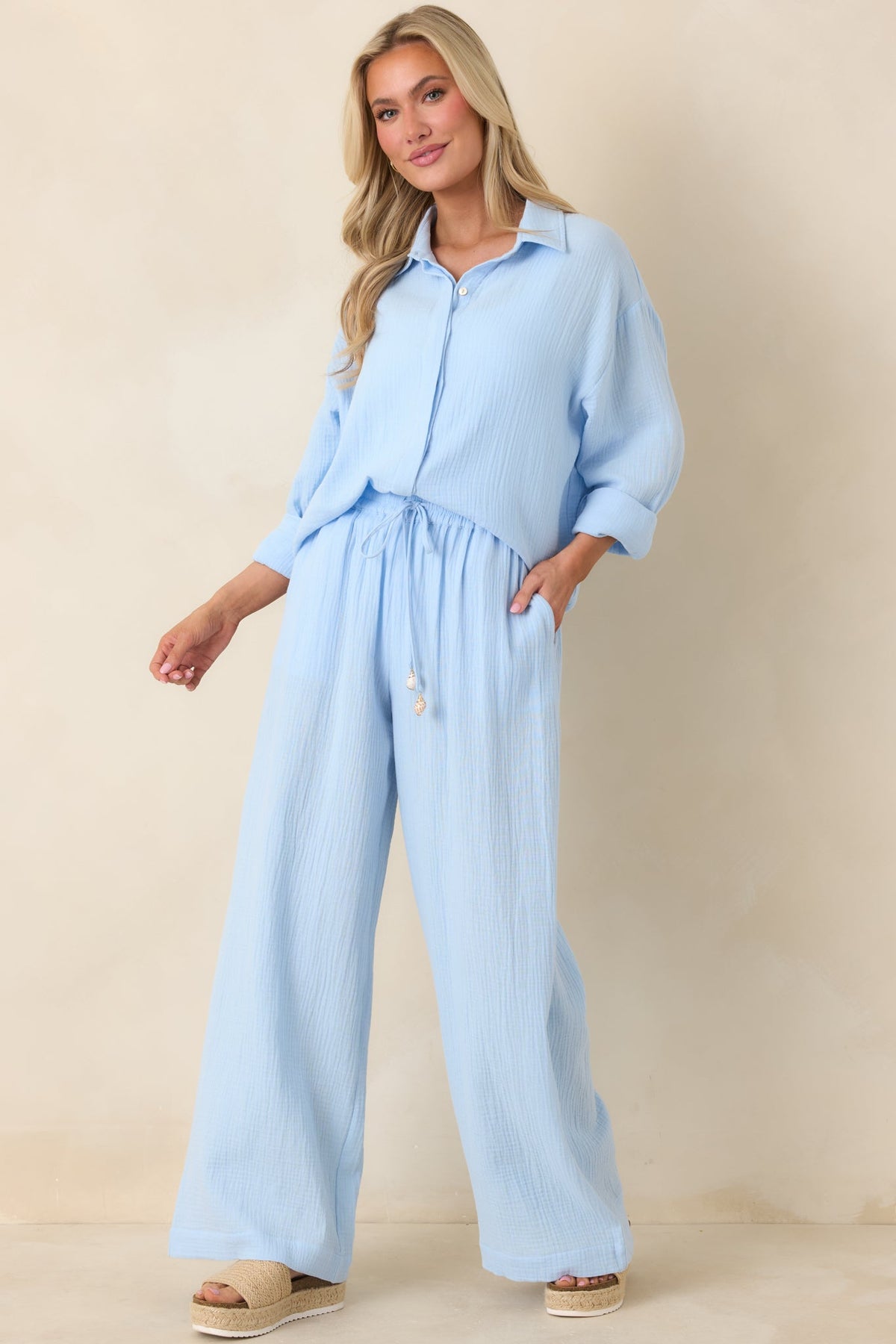 Paradisa Dunedin Oceana Blue Cotton Drawstring Pants