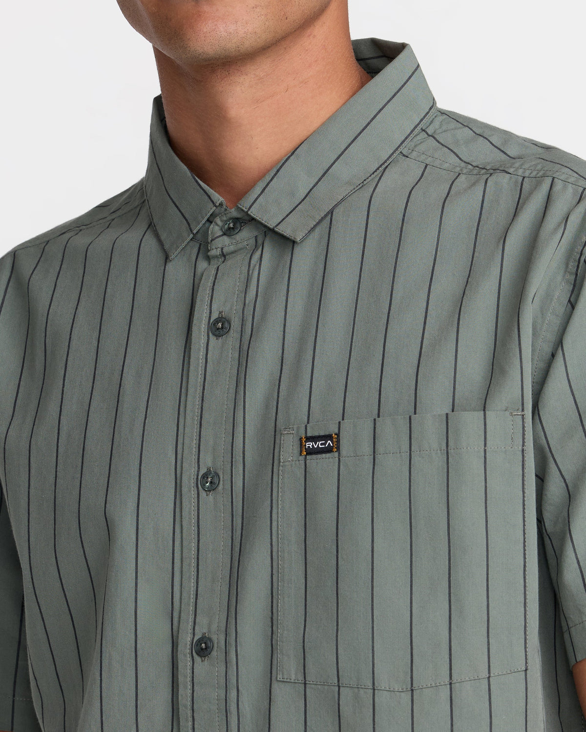 RVCA Dayshift Workwear Stripe Short Sleeve Shirt