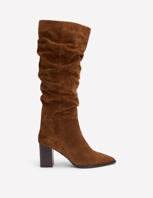 Vera Block Heel Point Boots-Tan