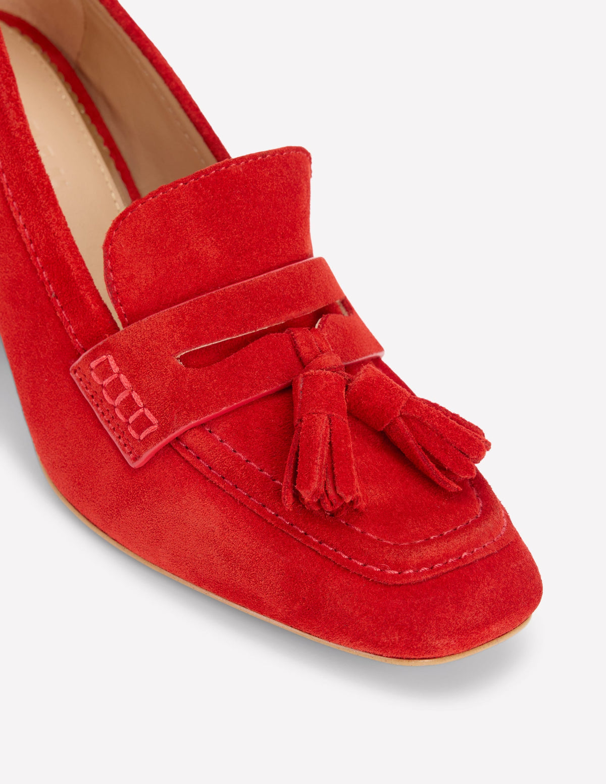 Sol Block Heeled Penny Loafers-Red