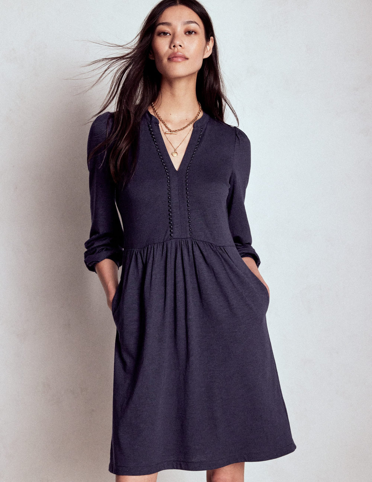 Naomi Relaxed Jersey Dress-Navy